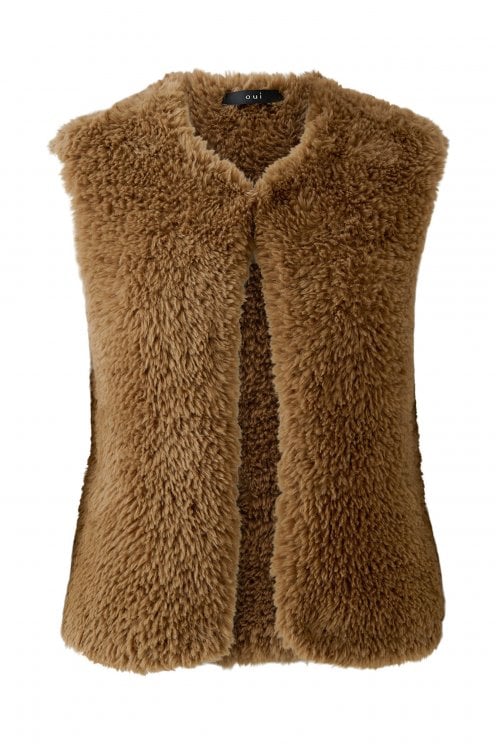 Faux Fur Waistcoat Brown