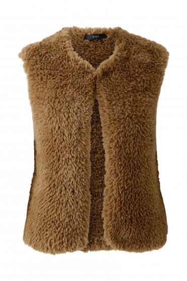 Faux Fur Waistcoat Brown
