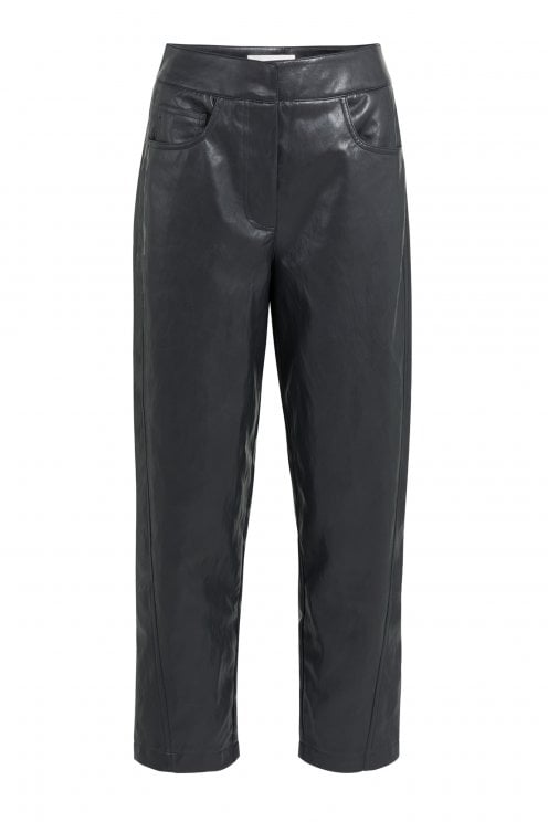 Faux Leather Trouser Hole Black