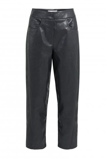 Faux Leather Trouser Hole Black