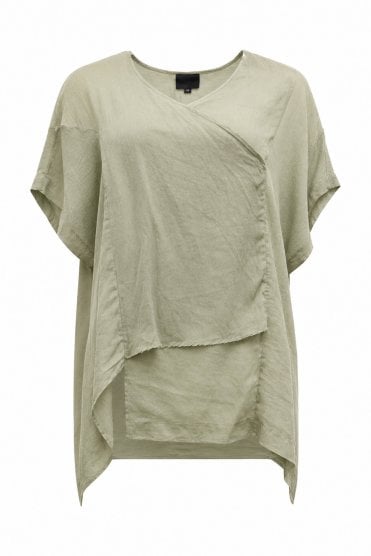 Faux Wrap Top Avacado