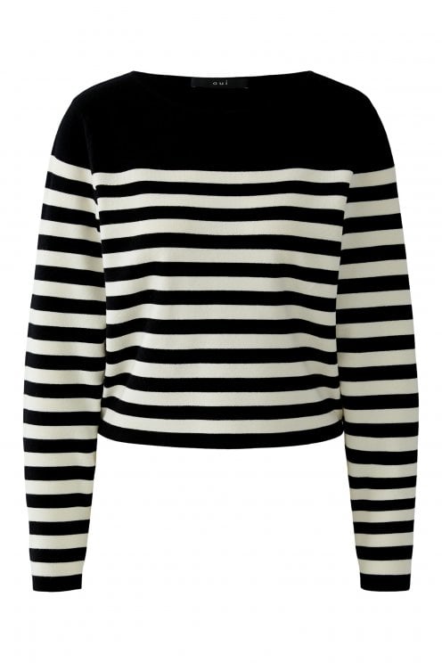 Fine Knit Stripe Pullover Black/off White