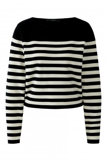 Fine Knit Stripe Pullover Black/off White