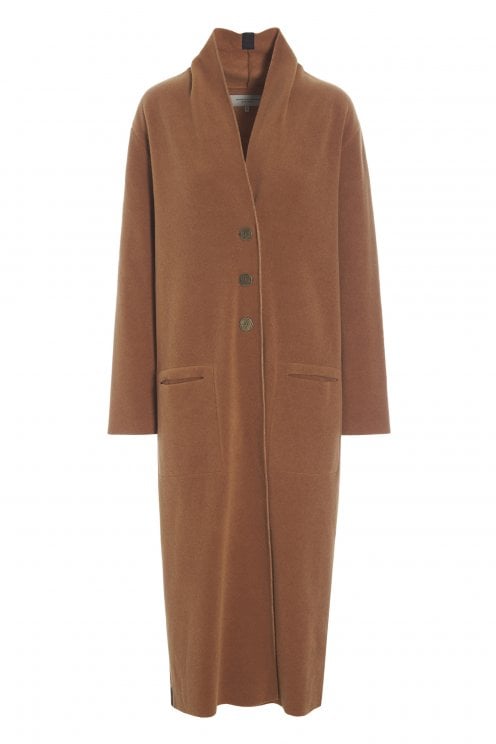 Fleece Long Cardigan Rust