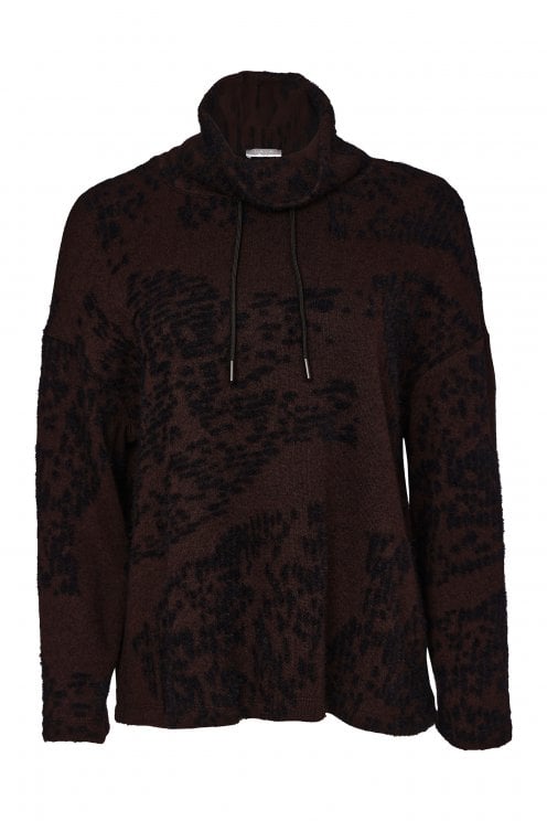 Flocked Placement Print Knit Top Black/choko