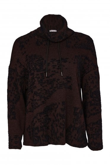 Flocked Placement Print Knit Top Black/choko