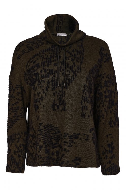 Flocked Placement Print Knit Top Black/thyme