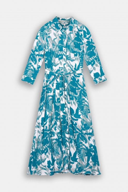 Flower Print Maxi Dress With Belt Kayaking 