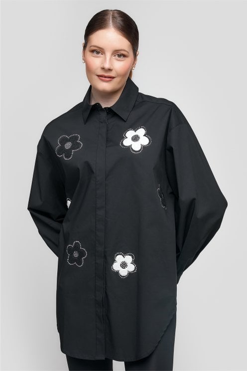 Flower Shirt Black