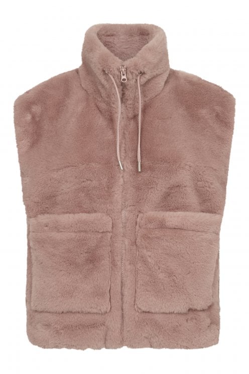 Fony Faux Fur Waistcoat Pale Mauve