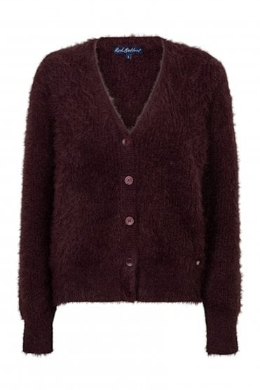 Fuzzy Cardigan Burgundy