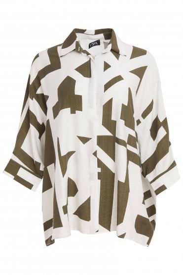 Graphic Print Shirt White/army