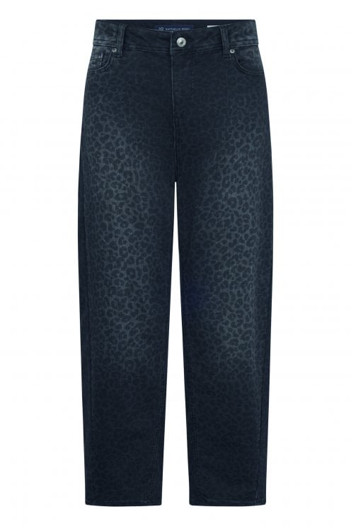 Hanni 7/8 Leopard Barrel Leg Jeans Black Graphical