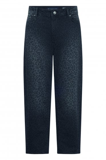 Hanni 7/8 Leopard Barrel Leg Jeans Black Graphical