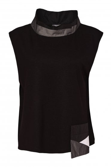 High Neck Top Black/grey