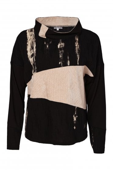 High Neck Top Black/stone