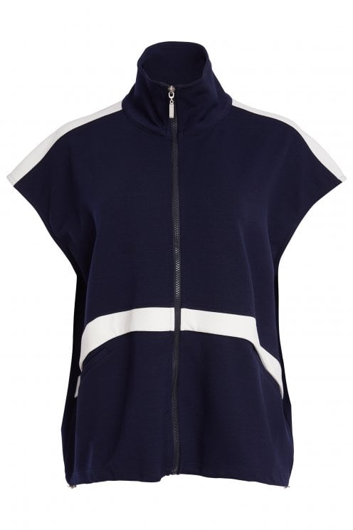 High Neck Zip Top French Blue/white