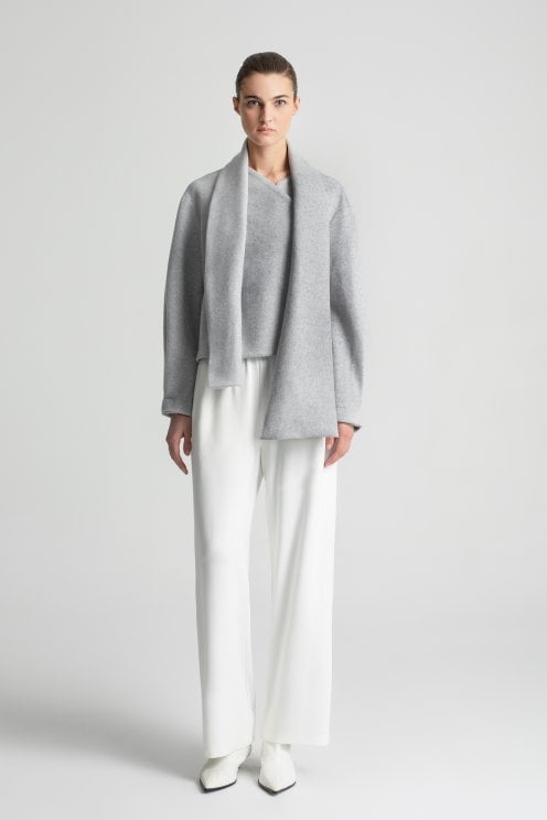 Jacket With Scarf Light Grey