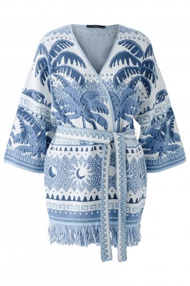 Jacquard Cardigan Blue/white