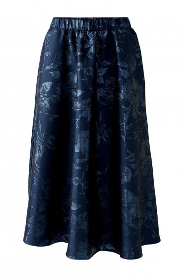 Jacquard Taffeta Skirt Dark Blue/blue