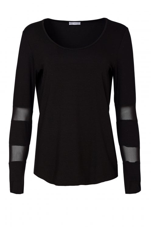 Jersey Top With Mesh Detail Black