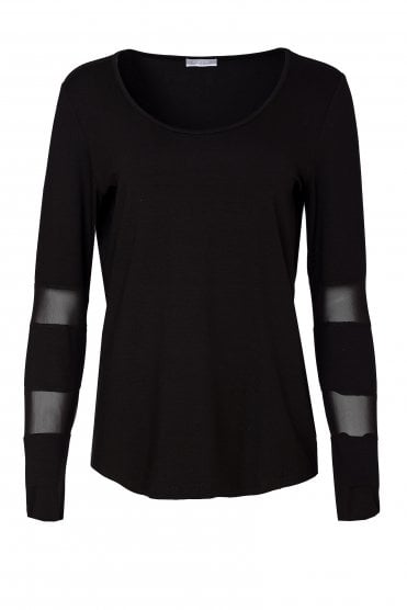 Jersey Top With Mesh Detail Black