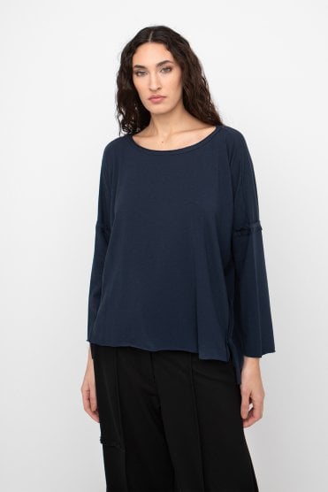 Jersey Top With Seam Detail Blue