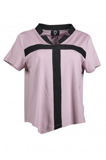 Jersey V-neck Top Rose