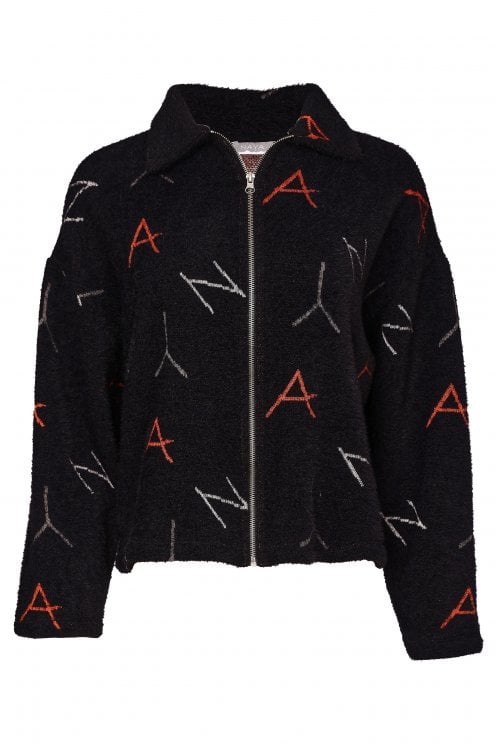 Knit Print Jacquard Jacket Black/tigerlily
