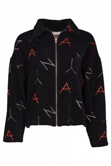 Knit Print Jacquard Jacket Black/tigerlily
