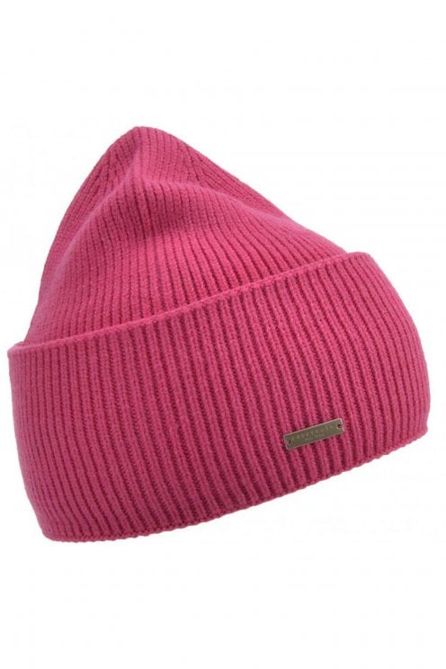 Knitted Beanie With Turn Up Pink