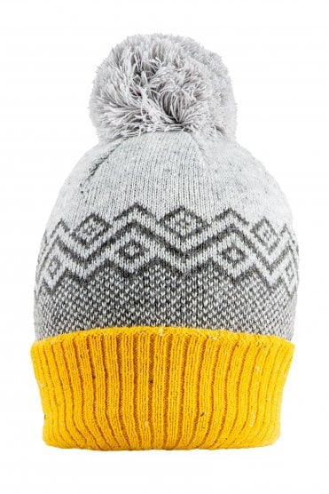 Knitted Hat Dove Grey/ochre