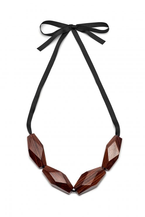 Large Wood Bead Necklace Brown
