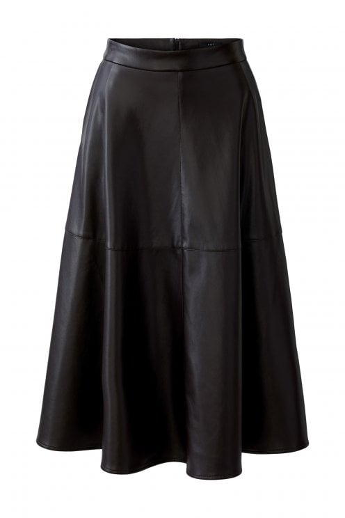 Leather Look A-line Skirt Dark Brown