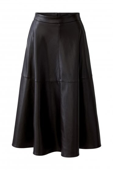 Leather Look A-line Skirt Dark Brown