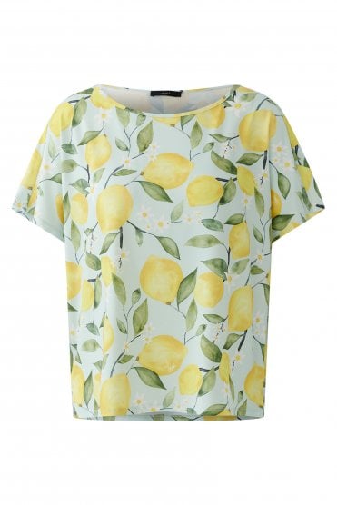 Lemons Print Top Lt Green/yellow