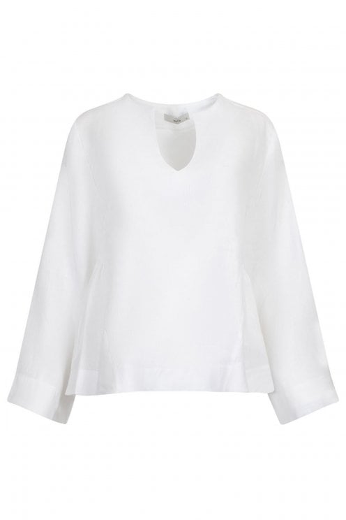 Linen Blouse With Bell Sleeves White