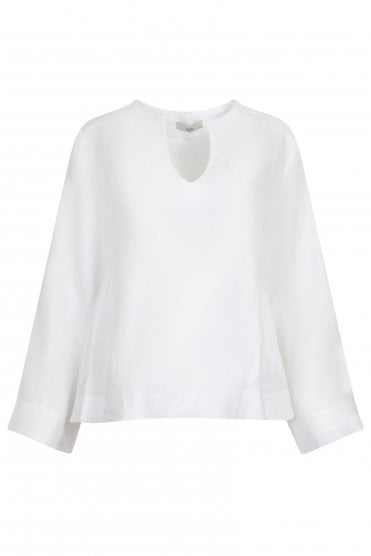 Linen Blouse With Bell Sleeves White