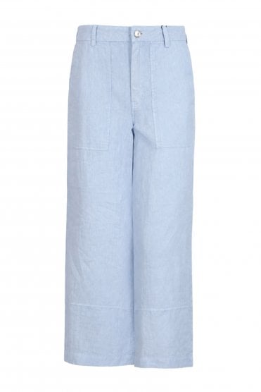 Linen Crop Trouser Kentucky Blue