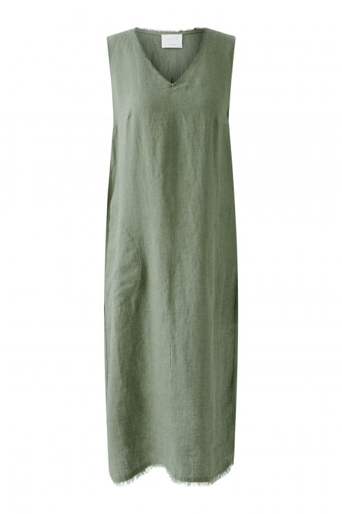 Linen Mix Dress Shaded Moss