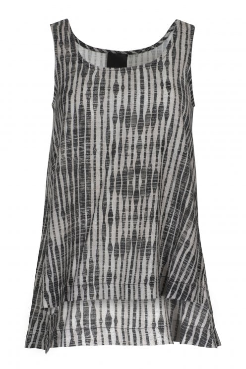Linen Mix Top Grey/black
