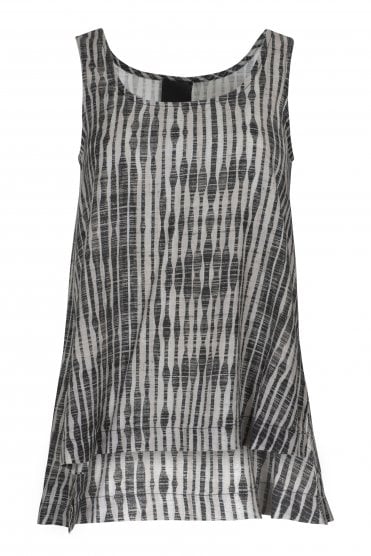 Linen Mix Top Grey/black