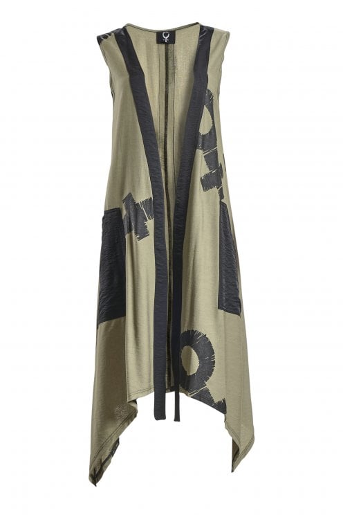 Logo Print Waistcoat Khaki