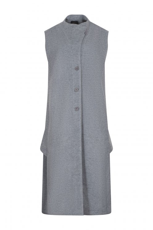 Long Line Wool Blend Waistcoat Grey