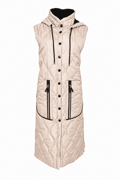 Long Quilted Waistcoat Sand