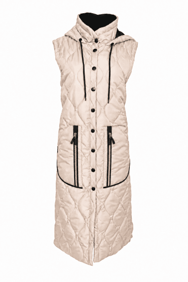 Long Quilted Waistcoat Sand