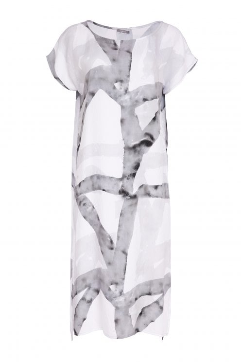 Marbled Ribbon Print Tunic White/granite