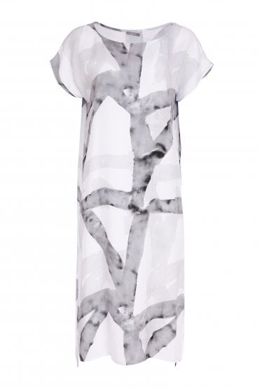 Marbled Ribbon Print Tunic White/granite