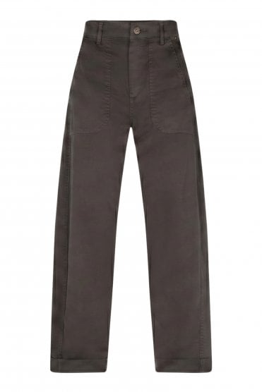 Margot Fine Twill Barrel Trousers Espresso