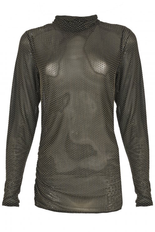 Max Mesh Ruched Dot Top Minky